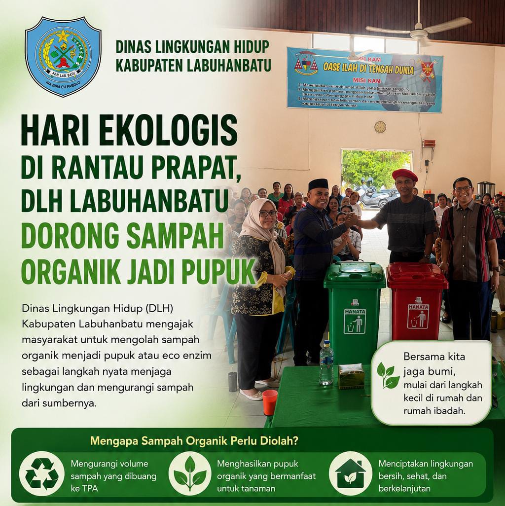 Hari Ekologis di Rantauprapat, Dinas Lingkungan Hidup Labuhanbatu Dorong Sampah Organik Jadi Pupuk.